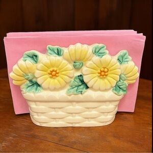 Vtg Daisy Basket Napkin Holder Ceramic Price Import Japan Cottagecore Kitchen